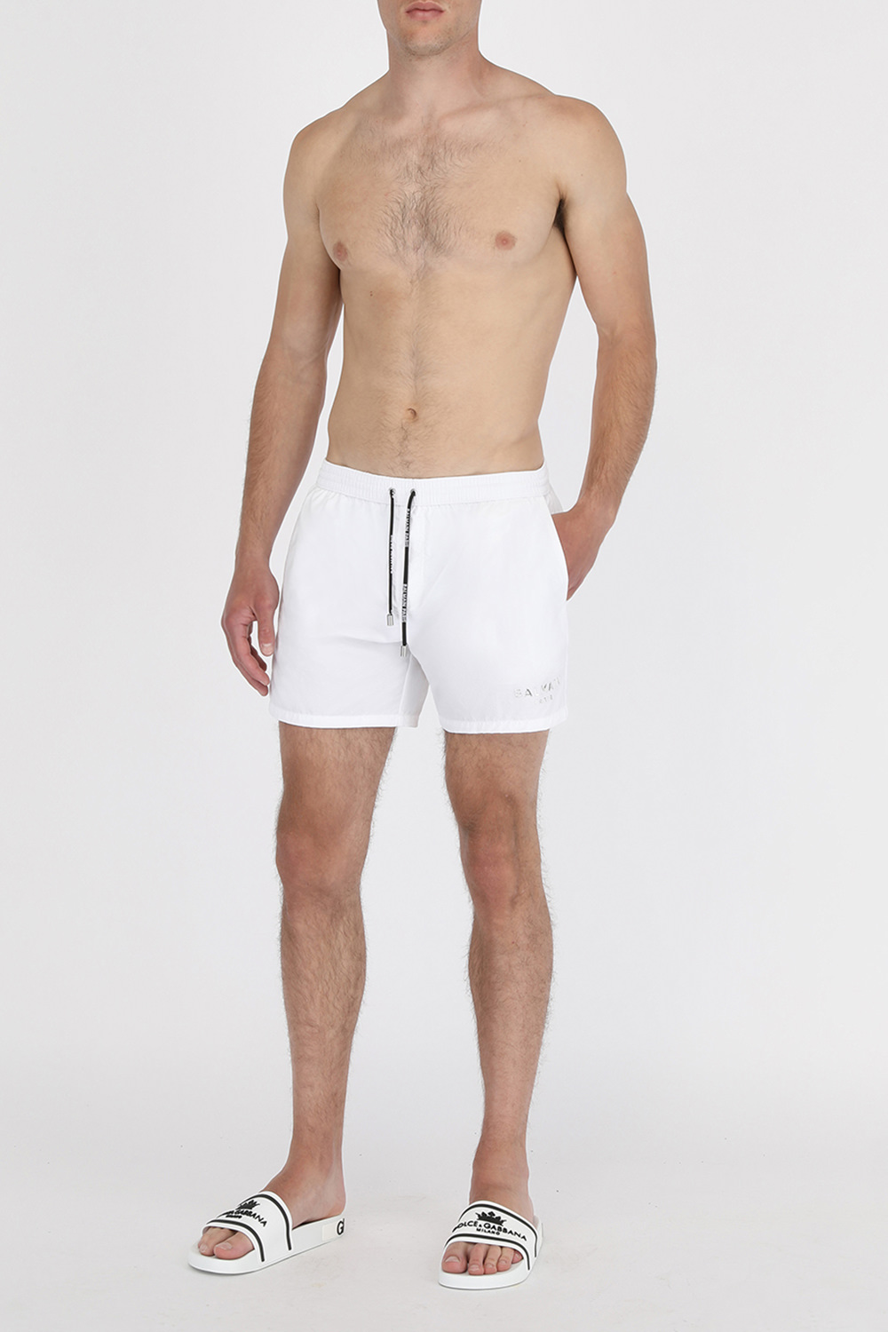 Metallic Logo Swim Shorts in White